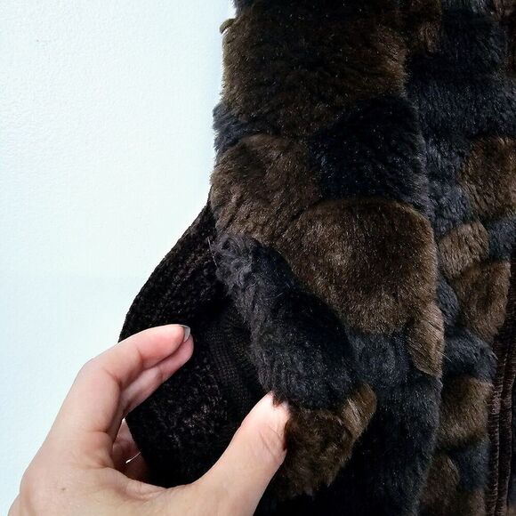 VICTORIA HARBOUR Vintage Brown Vest Full  Zip Faux Fur Pockets On Both Sides - Picture 4 of 6